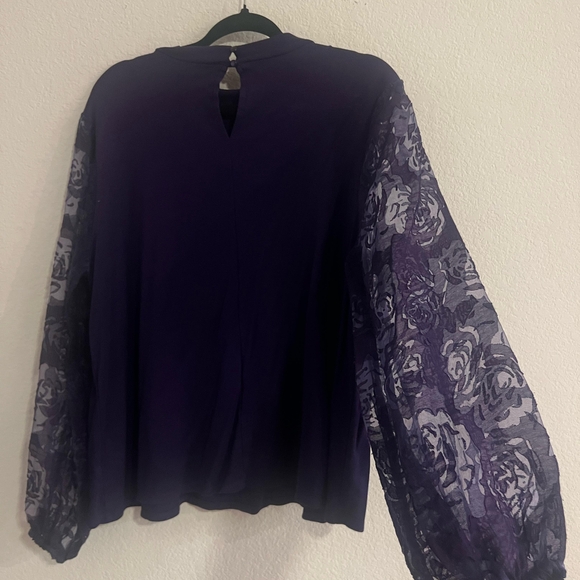 Cato Tops - Cato Purple Women's Blouse with Lace Sleeves